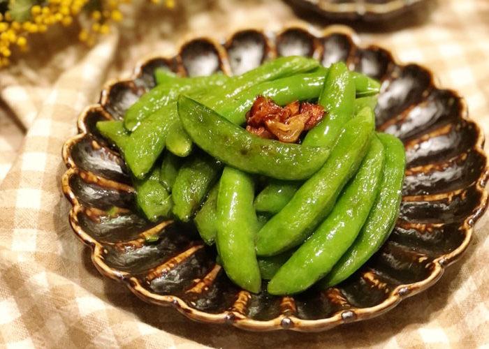 スナップエンドウのペペロンチーノ